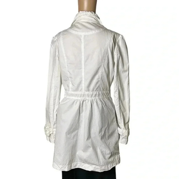 Cotton double breasted white trench coat,size 8. casual,career,vtg,Y2K, EC - Picture 2 of 14